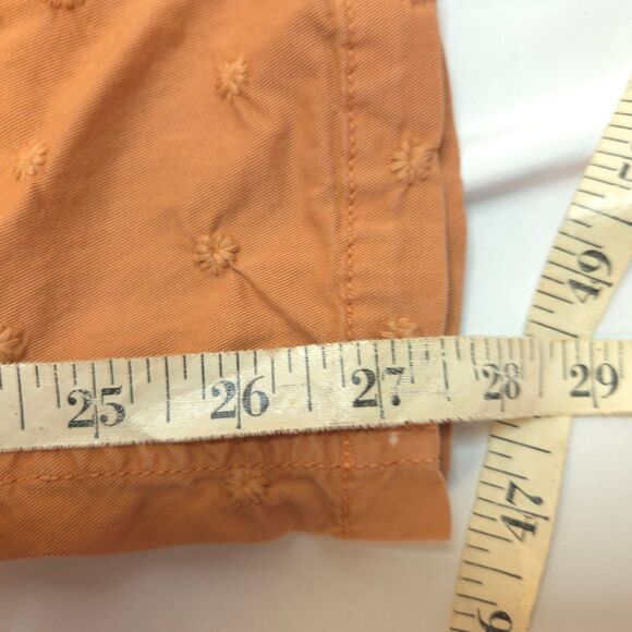 Sundance Womens 12P 33x27.5 Petite Orange Floral Embroidered Chino Khaki Pants - Picture 7 of 7